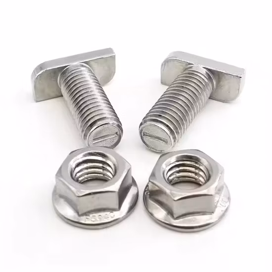 Proveedor de pernos en T personalizados M3 M4 M8 Rombo de acero inoxidable Cabeza cuadrada rectangular Forma de T Tornillo de perno en T M6